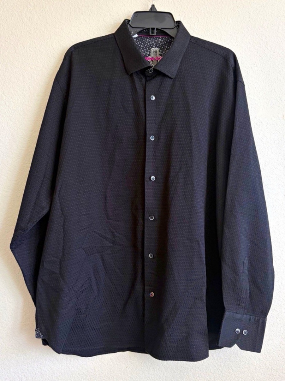 Luchiano Visconti Signature Collection Dress Shirt Size 2XL Black Textured